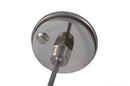 3" stainless steel bimetal thermometer with glass lens. Center mount. 1/2" npt, 1/4" stem diameter, and 6" stem length. Dual Scale 200°-1000°F / 100-540°C Front view of thermometer